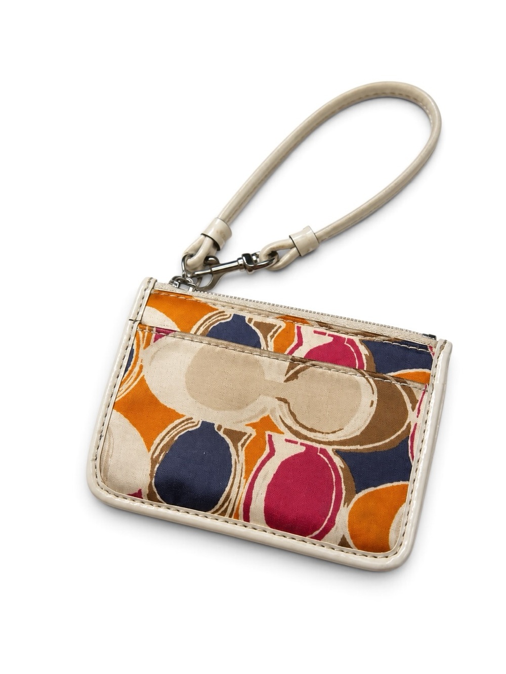Coach Multicolor Op Art Signature ID Case Coin Purse Wristlet Wallet OS